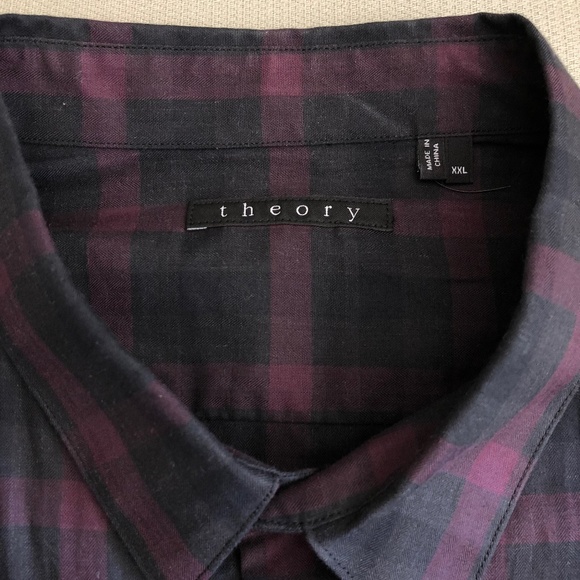 Theory Deep Red/Black Check Shirt XXL - Picture 3 of 10